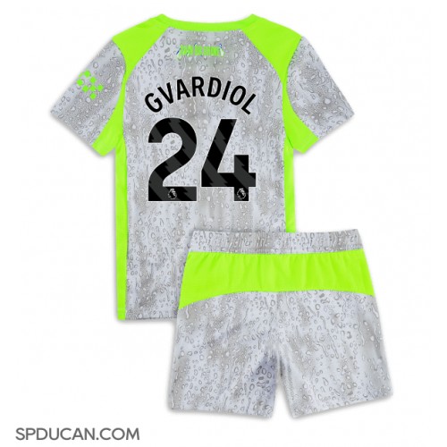 Dječji Nogometni Dres Manchester City Josko Gvardiol #24 Rezervni 2025-26 Kratak Rukav (+ Kratke hlače)